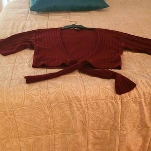 Sweater office tie up jacket